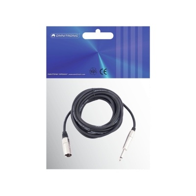 Cabo de áudio Omnitronic com conector XLR e jack, embalagem azul