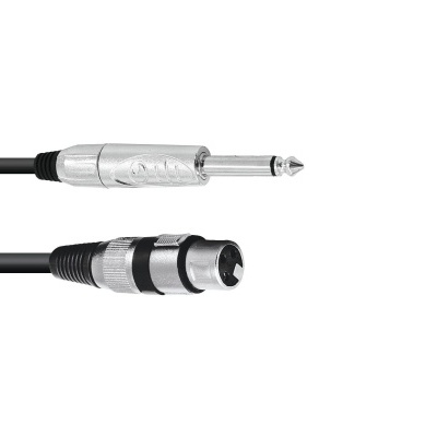 Cabo áudio com conector jack e conector XLR fêmea