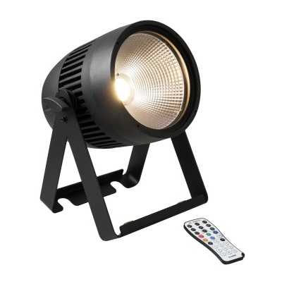 Holofote LED preto redondo com comando à distância branco