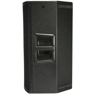 Coluna de som preta com alça e texto CERWIN-VEGA