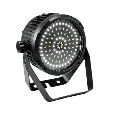 Refletor LED redondo preto com muitas luzes LED e suporte metálico ajustável