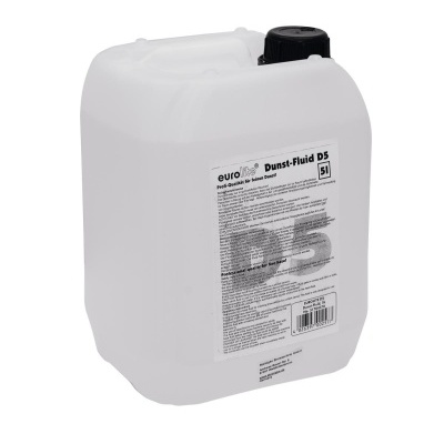 Recipiente plástico branco com tampa preta e rótulo Dunst-Fluid D5 5L