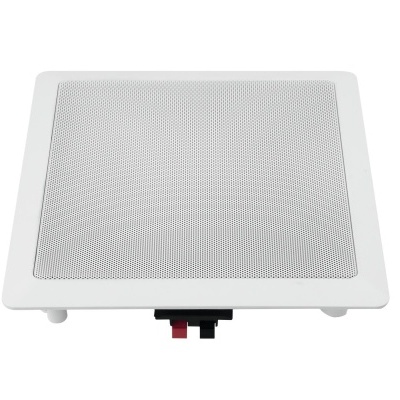 Coluna de teto quadrada branca com grelha perfurada cinzenta