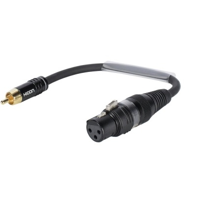 Cabo adaptador preto com conector RCA e conector XLR feminino