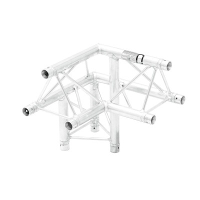 Estrutura metálica tubular prata com várias conexões em ângulo