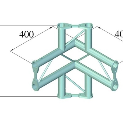 Estrutura metálica azul clara com medidas 400 mm e 575 mm