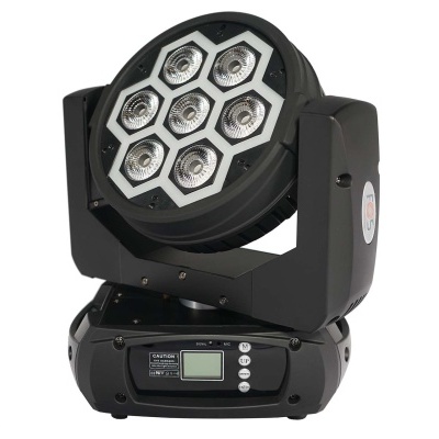 Projetor de luz LED preto com 7 lentes hexagonais
