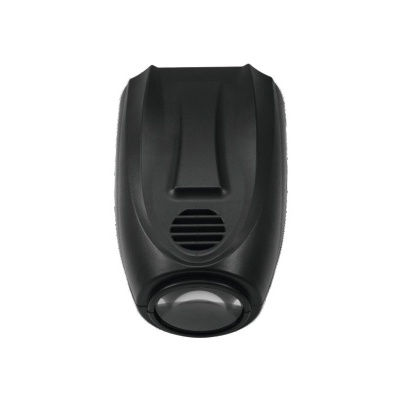 Dispositivo eletrónico preto com lente e grelha circular