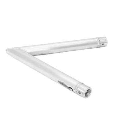 Dois tubos metálicos prateados unidos em ângulo recto