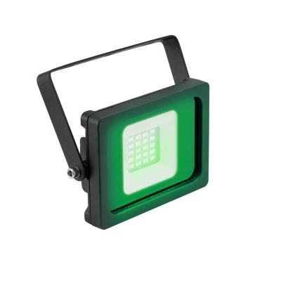 Projetor LED quadrado preto com luz verde