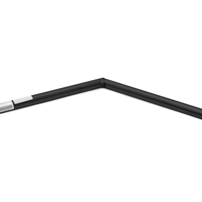 Varão de cortina articulado preto em metal com etiquetas