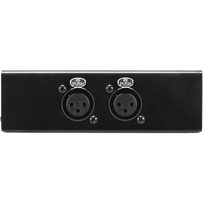 Interface de áudio com duas portas XLR e botões PUSH