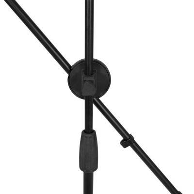 Suporte para microfone preto com mecanismo de ajuste