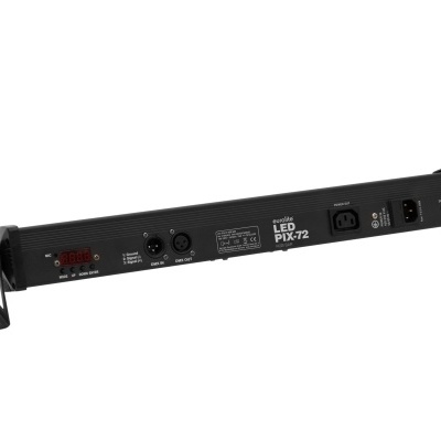 Régua luminosa LED preta LED PIX-72 com painel traseiro e conectores