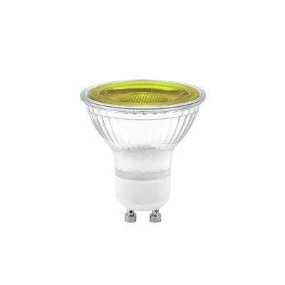 Lâmpada LED GU10 com vidro amarelo e base branca