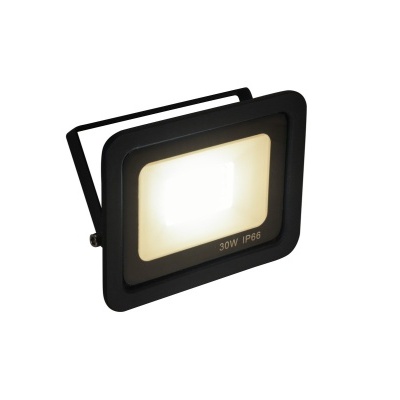 Refletor LED preto rectangular com suporte ajustável e vidro translúcido