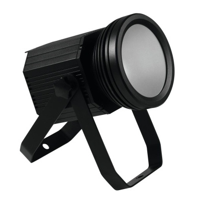 Projetor de luz preto com lente circular e suporte metálico