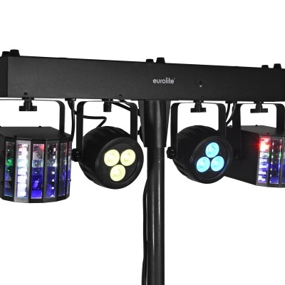 Conjunto de luzes de palco Eurolite com LED coloridas e estrutura preta