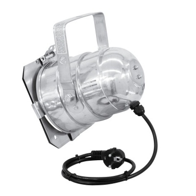 Refletor de luz para palco em metal prateado com cabo elétrico