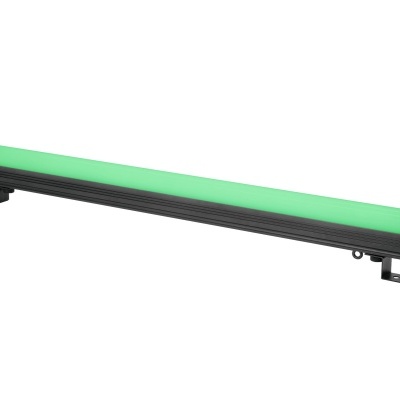 Barra luminosa LED verde com suporte preto isolada