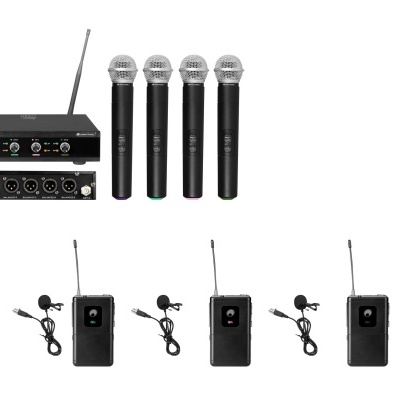 Conjunto completo de microfones sem fios com transmissores e microfones de lapela