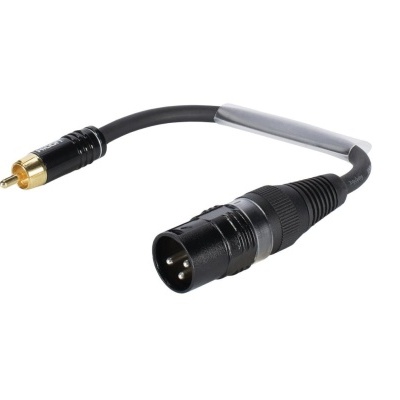 Cabo adaptador preto com conector XLR e RCA