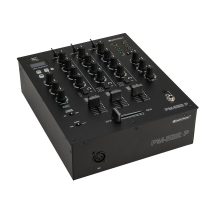 Mesa de mistura de DJ preta com botões e sliders