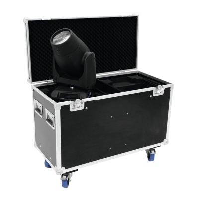 Caixa de transporte preta com luz cênica