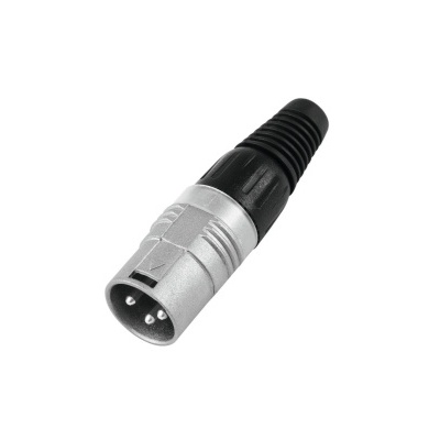 Conector XLR prateado com cabo preto
