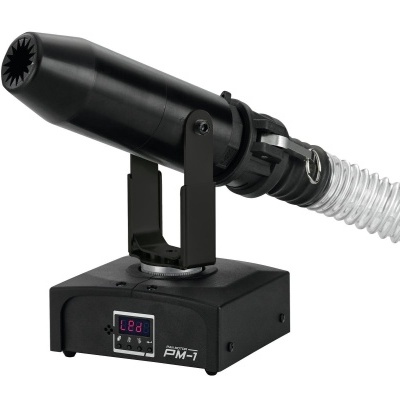 Máquina de fumaça preta com tubo transparente e display digital