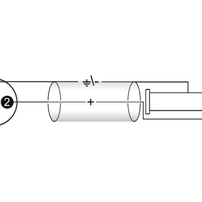 Diagrama técnico de conector elétrico com três pinos e esquema de corrente