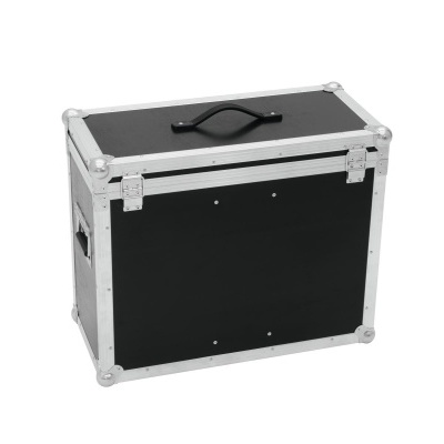 Mala de transporte preta com armação metálica prateada e pega preta