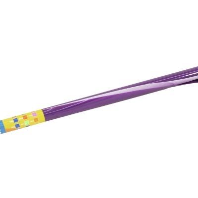 Rolo de papel de embrulho roxo com etiqueta colorida