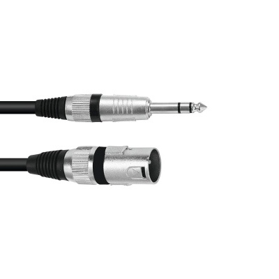 Cabo áudio com conector jack TS de 6,35 mm e conector XLR fêmea