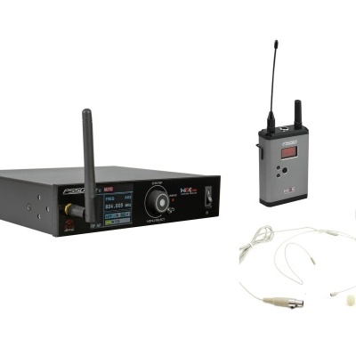 Sistema de microfone sem fios com recetor digital, emissor portátil, auricular e microfone