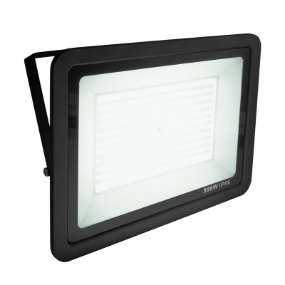 Projetor LED preto retangular com vidro fosco e texto 380W IP66