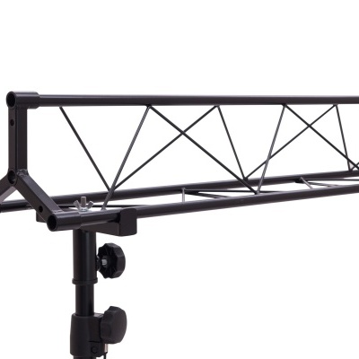 Suporte de iluminação metálico preto ajustável com barras diagonais reforçadas