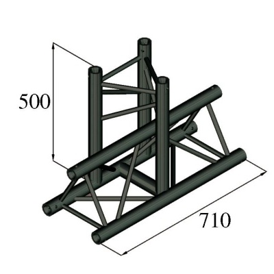 Estrutura metálica preta com medidas 500 e 710