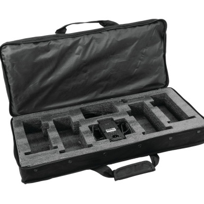 Mala de transporte preta com interior em espuma moldada e conta digital