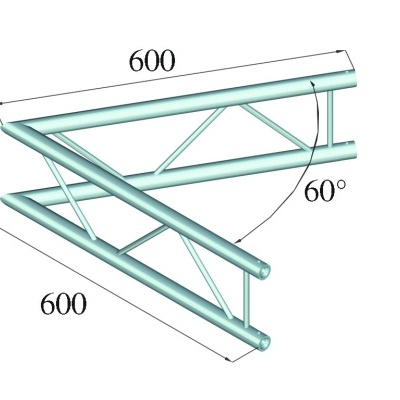 Estrutura metálica triangular com dimensões e ângulo indicado