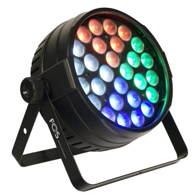 Luz de palco LED circular com LEDs coloridos e suporte preto