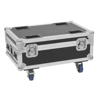Estojos de transporte rígidos preto e prata com rodas azuis