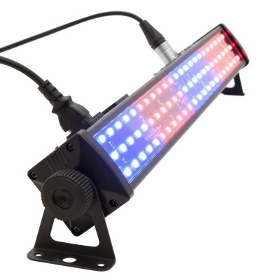 Barra de luz LED vermelha e azul com suporte preto