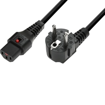 Cabo elétrico preto com ficha europeia e conector IEC