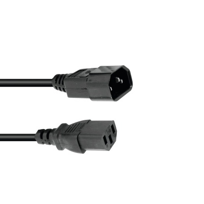 Cabo de alimentação preto com conectores IEC C14 e C13