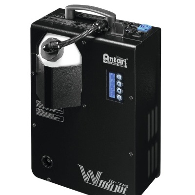 Máquina portátil preta Antari W-jet para efeitos especiais com visor digital e tubo flexível