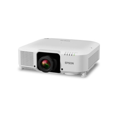 Projetor Epson branco com lente preta e indicadores luminosos verdes