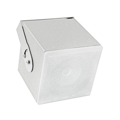 Coluna de som cúbica branca com suporte ajustável