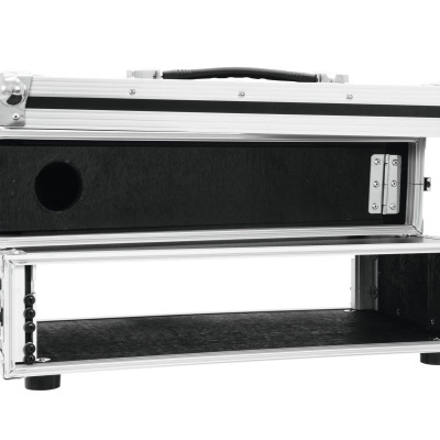 Mala de transporte em alumínio com interior preto e duas secções