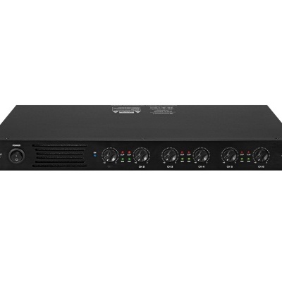 Amplificador áudio BEHRINGER PPA1800 preto com botões e indicador de canais